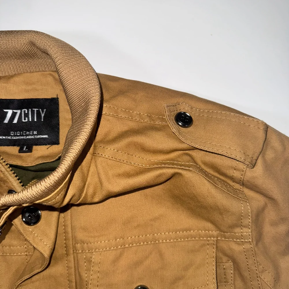 Men's 77City QIDICHEN Tan Pilot Military Jacket